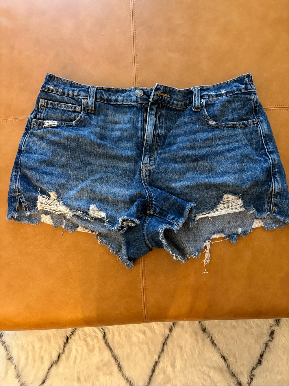 Denim High-Rise Distressed Women's Shorts - Blue